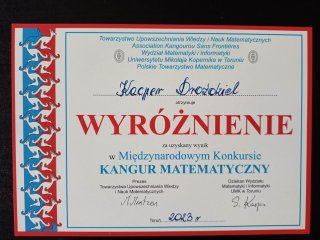 Wyróżnienia w międzynarodowym konkursie matematycznym!