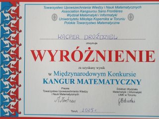Sukcesy w Międzynarodowym Konkursie &#34;Kangur Matematyczny&#34;